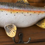 huulmood Mounted Fish Wall Plaque with 3 Hooks, Wooden fish Key Holder - Image 5