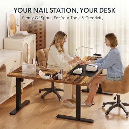 FLEXISPOT 63 x 48 Reversible L-Shaped Electric Standing Desk, Rustic Brown - Image 6