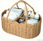 Diaper Caddy Organizer, Paper Rope Storage Baskets Nursery Bin with Removable Divider, Portable Car Organizer for Diapers, Baby Shower Gifts, Newborn Essentials Must Haves by Unknown
