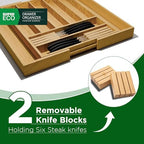 Bamboo Kitchen Drawer Organizer - Bamboo Expandable Drawer Organizer Utensil Holder & Cutlery Tray - Adjustable Wood Drawer Dividers Organizer for Silverware, Flatware, Knives (9 Slot) - Image 3