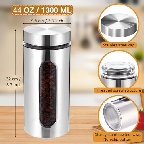 Mimorou 6 Pack 44 oz Airtight Stainless Steel Kitchen Canisters, Silver - Image 2