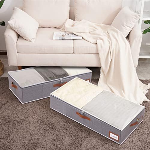 Yawinhe 48L Under Bed Storage,2 Pack Collapsible Container Bags,Grey - Image 2