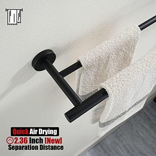 JQK Double Towel Bar 27 Inch, Matte Black Useable Length 24 Inch 304 Stainless Steel Thicken 0.8mm Bath Towel Rack for Bathroom, Towel Holder Wall Mount, TB100L24-PB - Image 6