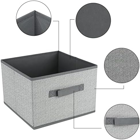 DAYARD Fabric Bins [3-Pack], Foldable Cube Baskets Storage Boxes for Shelves, Closet, Bookshelf, Nursery Organizer Containers, 11 x 11 x 8 inch Grey - Image 4
