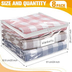 Plastic Storage Bags with Easy-Glide Zipper, Pack of 8, Durable Clear Vinyl Zippered Storage Bags for Clothes Sweaters Comforters Blankets Sheets Bedding (24 x 20 x 11 Inch, Transparent White) - Image 3