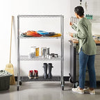 Amazon Basics 4-Shelf Adjustable Heavy Duty Storage Shelving Unit with Wheels, No-Tool Easy Assembly, Garage Shelving, Metal Wire Rack with Casters and Leveling Feet, 36" x 14" x 57.8", Chrome - Image 5