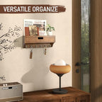Rebee Vision Key Holder Wall Mount with Drawer for Home Decor, Brown - Image 4