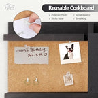 Key Holder for Wall Mount with Mail Organizer, Farmhouse Key Holder for Wall with Shelf, Chalkboard&Corkboard, Entryway Organizer 11 Metal Hooks, Decorative Natural Pine Wood, 14.6*11.1*3.3”, A-Black - Image 4