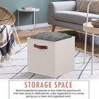 Ornavo Home 11x11 Foldable Fabric Storage Cube Bins, 6 Pack, Beige - Image 4