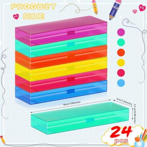 Fainne 24 Plastic Pencil Case Bulk, Single Layer, Assorted Colors, S - Image 2