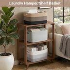 108L Extra Large Rectangle Laundry Hamper, Jute/Black, 25"x16"x16" - Image 5