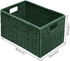 Vagusicc 2 Packs Large Wicker Storage Basket, Closet Storage Baskets Bins for Shelves, Decorative Collapsible Baskets for Organizing Clothes Toy Nursery Bathroom Organizers and Storage, Green - Image 2