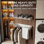 Wall Mounted Clothes Drying Rack - Heavy Duty 5-Rod Retractable Clothing Drying Rack, 60LBS Capacity Tiered Laundry Hanger, Large Foldable Dryer Racks for Indoor - Image 3
