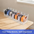 Acrylic Belt Organizer Box with 7 Compartments, Wall-Mount or Desktop Belt Storage for Men & Women, Holds Large Buckle Belts, Transparent Belt Holder for Closet Drawer Dresser (7 Compartments) - Image 3