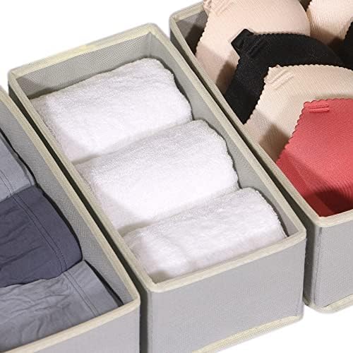 DIOMMELL 12 Pack Foldable Cloth Storage Box Closet Dresser Drawer Organizer Fabric Baskets Bins Containers Divider for Baby Clothes Underwear Bras Socks Lingerie Clothing,Grey 444 - Image 7