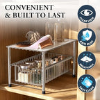 Simple Houseware Chrome Metal Stackable Storage Rack, 16.75 in L x 10.8 in W x 10.25 in H - Image 5