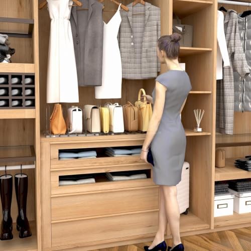 SPACEKEEPER Adjustable Shelf Divider for Closet,2 Pcs Clear Purse Organizer - Image 7