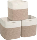 11x11 Cube Storage Bin - 3 Pack Woven Storage Cubes Organizer, 11 Inch Cotton Rope Baskets for Organizing, Square Baskets for Shelves, Baby Nursery Closet Bins, Cubby Toy Box Organizer by Unknown