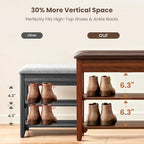 LBT Solid Wood Entryway Shoe Rack Bench with Storage - Image 3
