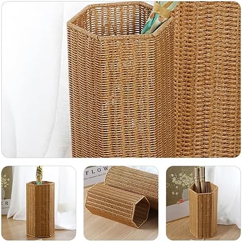 Alipis Woven Umbrella Stand for Entryway Freestanding Umbrella Holder Basket Storage Rack Tall Floor Woven Bucket Flower Vase for Canes Walking Sticks Organizer - Image 4