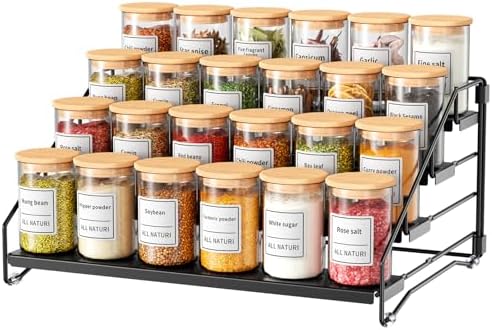 4 Tier Spice Rack Organizer for Cabinet, Depth Adjustable Spice Rack,1 Pack by RCHYFEED