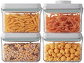 Ankou Airtight Container Set (1000ml 4 Pcs) Stackable One Press Openning Food Containers for Snacks Sugar Salt Herbs Spices Coffee Bean Formula Popcorn BPA-Free Tight Seal - Clear (1.0 QT * 4) by ANKOU
