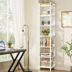 Tribesigns 78.7 Inch Tall Skinny Narrow Bookshelf Bookcase Set of 2, White - Image 7