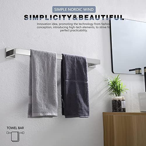 KOKOSIRI 24-Inch Single Towel Bar, Bathroom Kitchen Towel Holder, Wall Mounted SUS304 Stainless Steel Towel Rack, Polished Chrome, B4003CH-L24 - Image 3