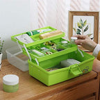 Kinsorcai 2PCS 12'' Three-Layer Clear Plastic Storage Box/Tool Box, Multipurpose Organizer and Portable Handled Storage Case for Art Craft and Cosmetic (Green) - Image 5
