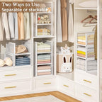 3 Pack Stackable Closet Organizers and Storage Basket, Wire Closet Shelf Organizer Storage Bins, Pull-Out Sweatshirt Organizer for Wardrobe Cupboard, Space-Saving Cube Clothes Storage Drawer, White - Image 3