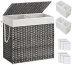 SONGMICS Laundry Hamper with Lid, 130L Double Wicker Basket, 6 Mesh Bags by SONGMICSbySONGMICSHOME
