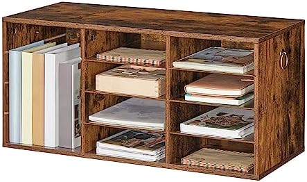 HOOBRO Countertop Mail Sorter Organizer, Wooden Literature Organizer, Student Mailbox for Classroom, Desktop Bill Organizer for Office Home School, 12 Compartments Rustic Brown FG43WF01 - Image 4