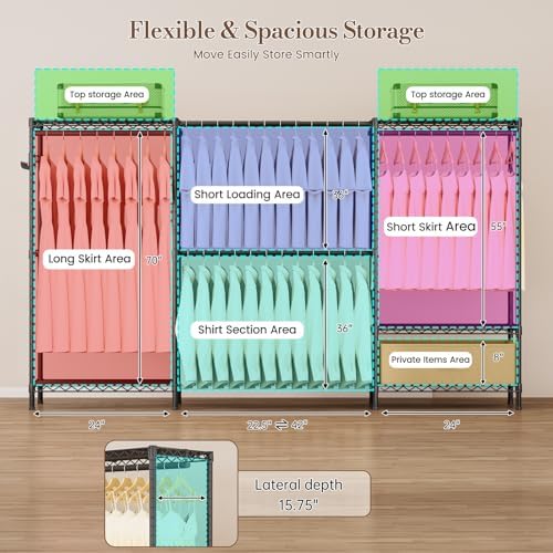 Golpart Heavy Duty Clothing Rack with Adjustable Shelves Clothes Wardrobe - Image 5