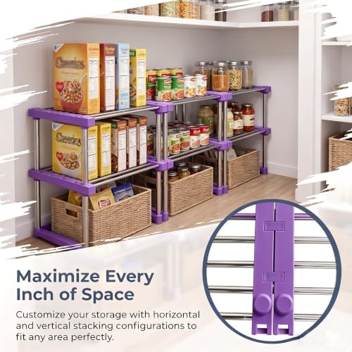 BLULEE Expandable Cabinet Organizer, Adjustable Storage Shelf Purple - Image 3