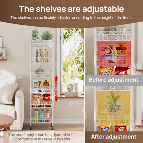 Golpart Basket Shelves Closet Rack with Wheels Metal Pantry Wire Shelf Unit - Image 4