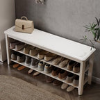 AQIMUELE Wood Shoe Rack Bench, 2 Tier Shoe Rack for Front Door Entrance by AQIMUELE