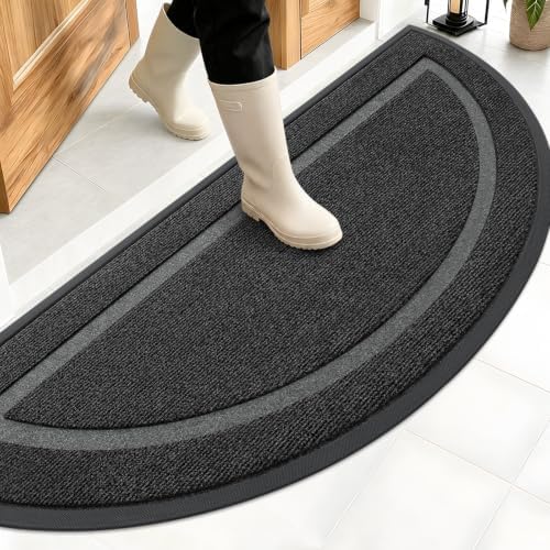 OLANLY Half Circle Front Door Mat Outside 59x34 All-Season Rubber Doormat by OLANLY