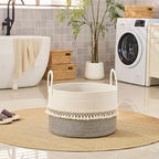 KAKAMAY Large Blanket Basket with Handles, Storage Basket for Living Room - Image 5