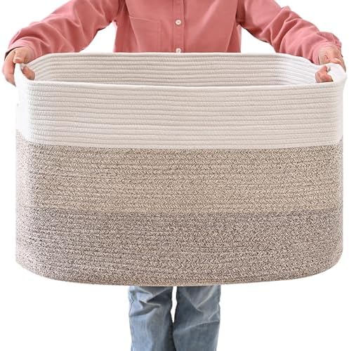 ICERZCZ Extra Large Blanket Basket for Living Room Gradient Brown 25x16x16 by ICERZCZ