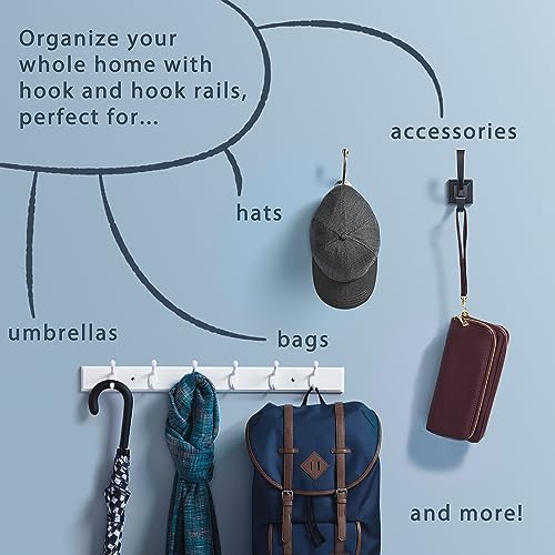 Franklin Brass Pilltop (1-Pack) 15" Coat Rack Wall Mount Pure White Metal Hat Rack with 3 Hooks Hanging Hook Rail for Clothes, Towels, Purses, Bags, Kitchen, Entry, Closet Organization B46715K-PMN-C - Image 5
