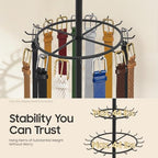 Floor Standing Belt Display, Tie Rack Floor Mounted Belt Hanger Belt Display Shelf Purse Hanger Stand Scarf Stand Adjustable Feet for Home, Boutiques, Clothing Stores, Retail Stores (Black) - Image 4