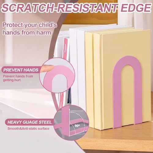 Chunful 6 Pcs Pink Metal BookEnds Shelves, 7.5 x 5.75 x 3.5 in - Image 6