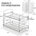 Simple Houseware 2-Tier Stainless Steel Dish Rack with Drainboard, Chrome - Image 2