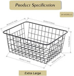 JUNCHU CHERRY【Extra Large】Wire Kitchen Storage Baskets 2 Packs,Perfect Pantry Organization Accessories Basket,Laundry Basket,Suitable for Countertop, Kitchen, Bedroom, Bathroom,Black - Image 3