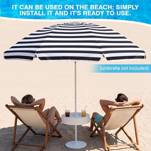 Briwooody Floating Pool Umbrella Stand with Table, Portable Shade Base Holder with Weighted Base and 4 Cup Holders, Pool Sunshade Support for Pools and Hot Tubs (Umbrella Not Included) - Image 6