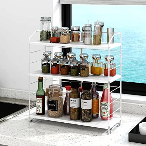 BOIVSHI Bathroom Countertop Organizer, 3-Tier Bathroom Counter Organizer, 8-Levels Height Adjustable, Bathroom Organizer for Kitchen, Livingroom, Office Storage, Metal White - Image 5
