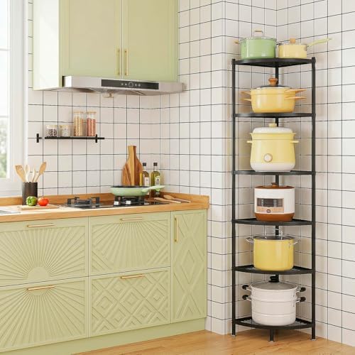6-Tier Kitchen Corner Pot Rack, Floor Standing Corner Shelf - Image 3