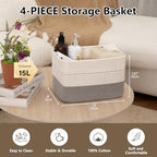 OIASKET 4 Pack Storage Baskets for Organizing, 13"X9"X7.87", Decorative Cotton Rope Baskets for Shelves, Small Woven Basket for Toys, Books and Towels, Grey & White - Image 3