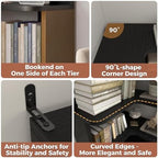 Besiost Corner Book Shelf, 6-Shelf Corner Bookshelf for Small Corner Spaces, L-Shape Bookcase Corner Display Shelf for Home Office, Living Room, Bedroom, Black - Image 4