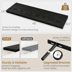 Fun Memories 40" W x 9.3" D Black Floating Shelves for Wall, Deep Long Floating Shelf for Home Bathroom, Bedroom, Living Room, Rustic Wood Wall Mounted Shelves for Books Decor - Image 3